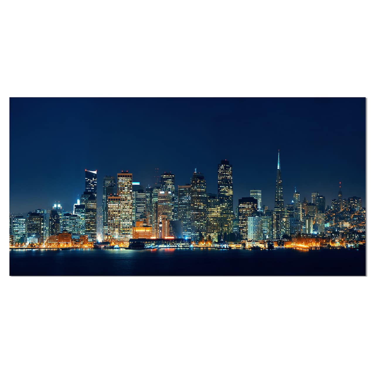 Designart - San Francisco Skyline at Night - Cityscape Canvas Print